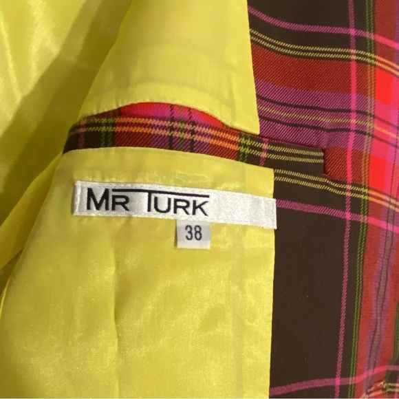 MR TURK Plaid Blazer Red Black Lapel Sport Coat 38 - Picture 12 of 14